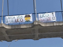 Pancarta que ha aparecido en la Ronda Este de Pamplona
