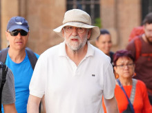 Mariano Rajoy llega a la plaza del obradoiro tras completar varias etapas del Camino de Santiago