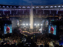 Vista general durante el concierto del cantante Dellafuente, en el Estadio Riyadh Air Metropolitano