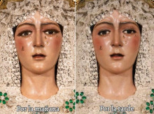 la Virgen de la Esperanza, antes y después de su retoque
