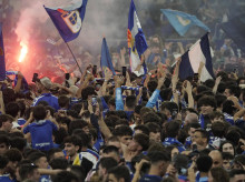 La afición del Oviedo celebra el ascenso a Primera División