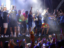 Los jugadores del Oviedo celebran el ascenso a Primera División