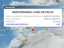 Un terremoto de 5,5 grados sacude la cosa de Cabo de Palos