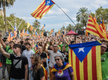 Manifestantes en la concentración por la Diada del año pasado, en Barcelona