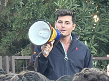 El activista político Vito Quiles, este miércoles en las inmediaciones del campus de Somosaguas de la Universidad Complutense