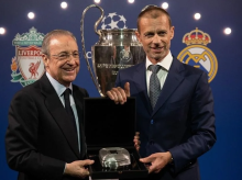 Aleksander Ceferin, presidente de la UEFA, y Florentino Pérez, presidente del Real Madrid
