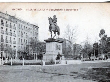 Postal antigua de la Calle de Alcalá y el Monumento a Espartero en Madrid