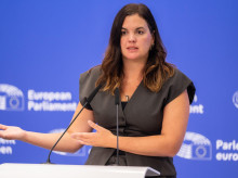 Imagen de Sandra Gómez durante una intervención en el Parlamento Europeo.