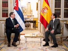 El canciller de la dictadura cubana Bruno Rodríguez y José Manuel Albares en Madrid