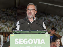 El candidato a la Presidencia de la Junta, Carlos Pollán, participa en un acto preelectoral en Segovia