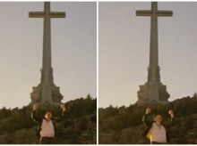 Santiago Segura, imitando a Rocky Balboa en el Valle de los Caídos para Torrente Presidente
