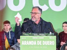 Pollán, este lunes, en Aranda de Duero, durante un mitin de Vox