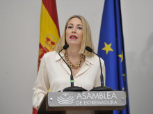La presidenta de la Junta de Extremadura en funciones, María Guardiola