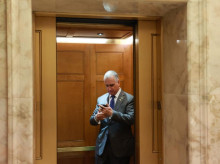 WASHINGTON, DC - OCTOBER 17: U.S. Rep. Mario Díaz-Balart (R-FL) boards an elevator after the House of Representatives failed to elect a new Speaker of the House on the first round of votes at the U.S. Capitol Building on October 17, 2023 in Washington, DC. The House has been without an elected leader since Rep. Kevin McCarthy (R-CA) was ousted from the speakership on October 4 in an move led by a small group of conservative members of his own party.   Joe Raedle/Getty Images/AFP (Photo by JOE RAEDLE / GETTY IMAGES NORTH AMERICA / Getty Images via AFP)