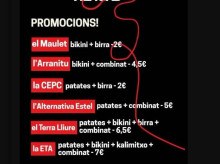 Estos eran los menús que aparecían en el cartel del llamado Sindicato de Estudiantes de los Países Catalanes