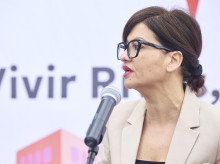 La ministra de Juventud e Infancia, Sira Rego, durante el acto de entrega de las llaves de 83 viviendas en régimen de alquiler para jóvenes