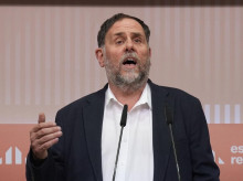 El líder de ERC, Oriol Junqueras, este martes en rueda de prensa