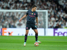 Rodri Hernández, durante un partido en el Bernabéu