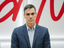 El presidente del Gobierno y secretario general del PSOE, Pedro Sánchez, en Ferraz