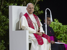 El Papa León XIV durante el encuentro 'Tejer redes con el mundo de la cultura, la educación, la empresa y el deporte'