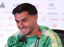 FOXBOROUGH, MASSACHUSETTS - JULY 08: Brahim Diaz #10 of Morocco speaks to the media during a Morocco Press Conference at Boston Stadium on July 08, 2026 in Foxborough, Massachusetts.   Molly Darlington/Getty Images/AFP (Photo by Molly Darlington / GETTY IMAGES NORTH AMERICA / Getty Images via AFP)