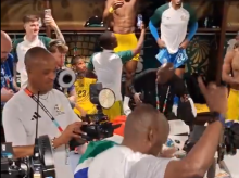 Jayden Adams, durante la celebración de Sudáfrica