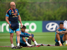 Luis de la Fuente, en un entrenamiento de la selección española