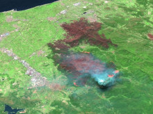 Imagen del incendio de La Vall d'Uixó visto desde el espacio