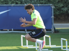 Julián Alvarez, durante el entrenamiento de este miércoles en la Ciudad Deportiva Atlético de Madrid