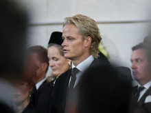 Marius Borg en la Catedral de Oslo, presente en el funeral del Rey Harald V