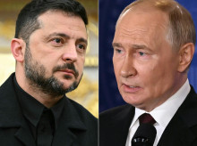 El presidente Volodímir Zelenski y el presidente Vladímir Putin en fotos de archivo