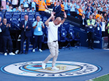 Pep Guardiola, durante su despedida del Manchester City