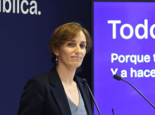 La ministra de Sanidad, Mónica García, durante la presentación de la campaña del aborto