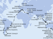 Itinerario de la Vuelta al Mundo 2029 de MSC Cruceros