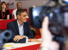 El presidente del Gobierno Pedro Sánchez, durante la reunión del Comité Federal del PSOE, en la sede nacional de la calle Ferraz