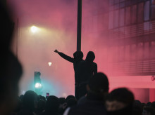 Los radicales de Bilbao, con bengalas