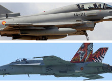 Un Eurofighter Thypoon y un F-18 Hornet del Ejército del Aire