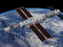 Representación virtual de Tiangong, la estación espacial china