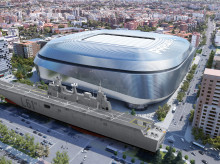 Comparativa del L-61 Juan Carlos I con el estadio Santiago Bernabéu