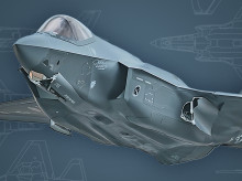 Recreación para un gráfico del caza furtivo de quinta generación F-35