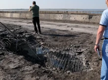 Daños en el puente de Chongar entre Jersón y Crimea
