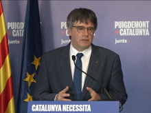 Carles Puigdemont, durante la comparecencia telemática.