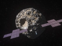 Nave espacial Psyche de la NASA acercándose al asteroide Psyche