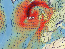 Borrasca Bert sobre las islas británicas