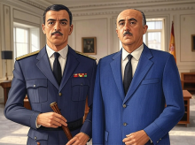 Ilustración de Sánchez con Franco generada con IA