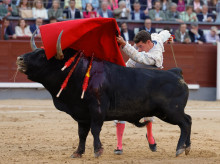 El diestro Fernando Adrián en el festejo taurino de la Feria de San Isidro celebrado este viernes en la Monumental de Las Ventas, en Madrid