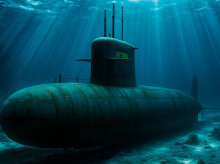 Recreación de un submarino de la clase S-80 que yace hundido en el lecho marino