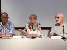 Cristina Vallès, presidenta de DMD Cataluña, en una rueda de prensa
