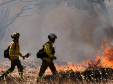 Efectivos del Infoca en el incendio de Chiclana de la Frontera.