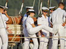 Spanish Princess Leonor de Borbón during a stopover on the Elcano ship in Ferrol, Galicia. July 9 2025